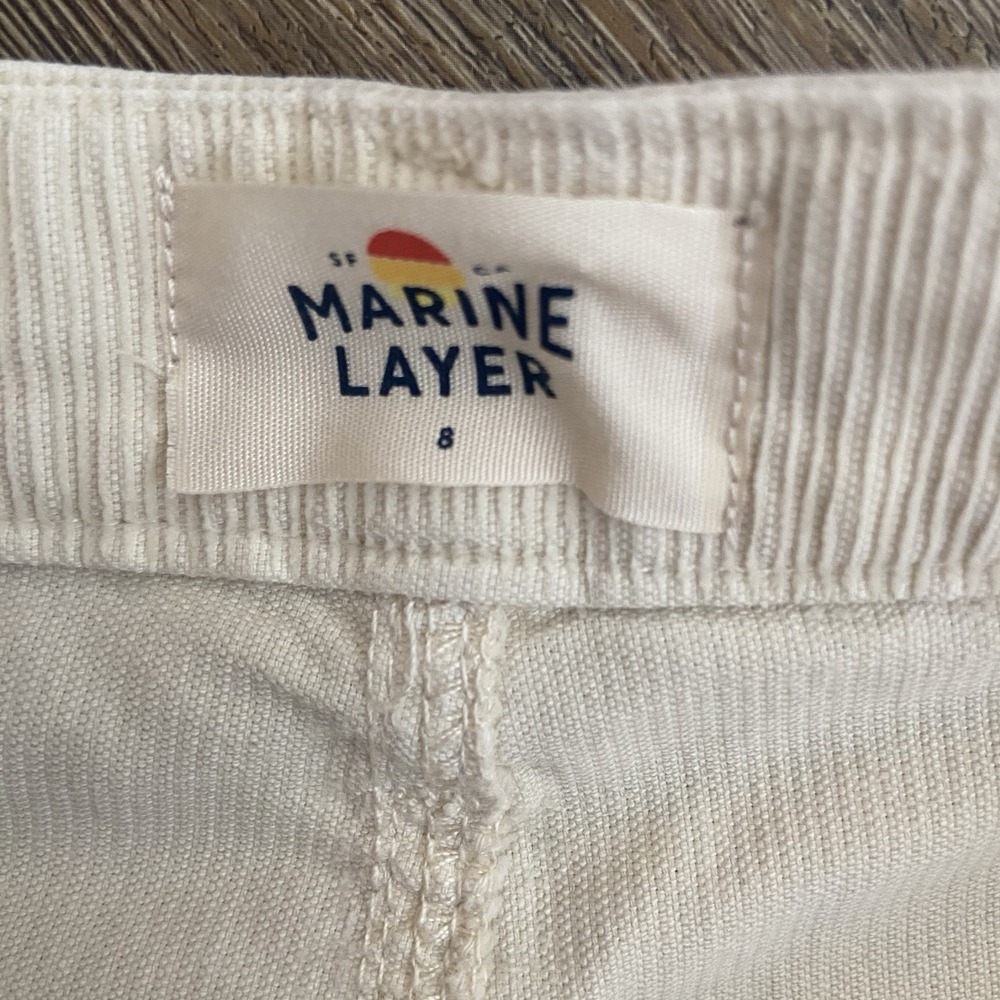 Marine Layer Bridget Corduroy Straight Leg Crop Pant Ivory Beige Woman's 8 EUC - Picture 5 of 7